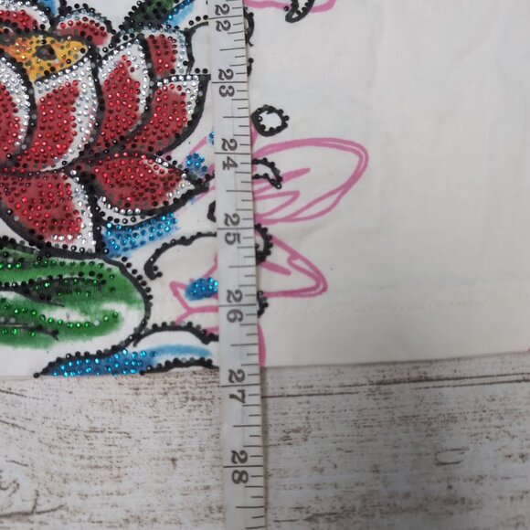 Y2K Ed Hardy Rhinestone AOP T Shirt Men Size Large - Picture 6 of 7